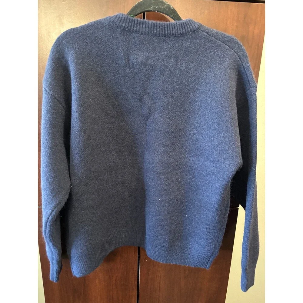 &merci Navy Dog Print Cardigan Sweater Button Front Novelty Knit NWT - Picture 2 of 5